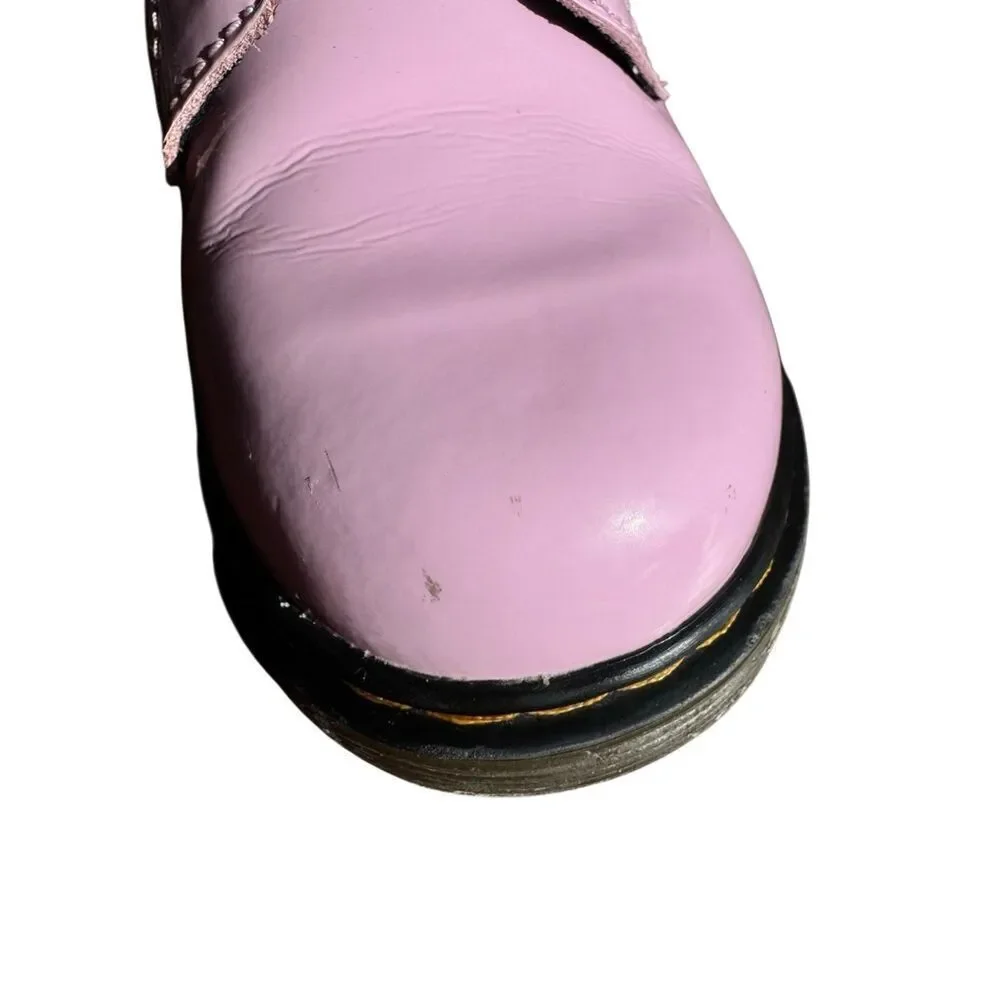 Dr Martens 1460 J Pink Patent Boots Girls Size 3 Youth Side Zip Combat